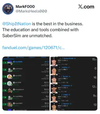 mark000 $2,000 MLB DFS win screenshot