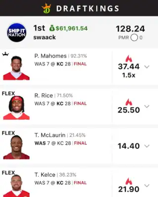 swaack $61,961.54 NFL DFS win screenshot