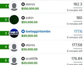 ToeTagginTambo $40,000 NFL DFS win screenshot