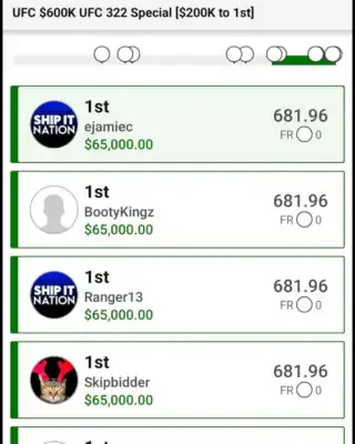 ejamiec $65,000 MMA DFS win screenshot
