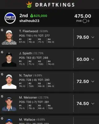 shalhoub23 $25,000 PGA DFS win screenshot